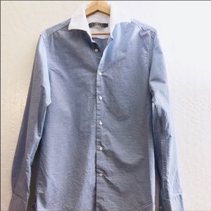 Reiss pinstriped slim blue and white buttondown